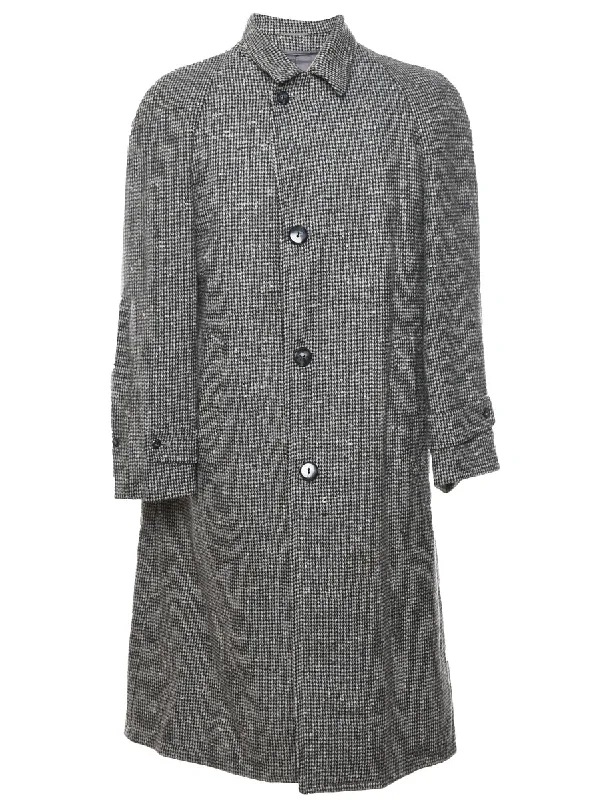Grey Wool Coat - L Anorak Windbreaker Fleece