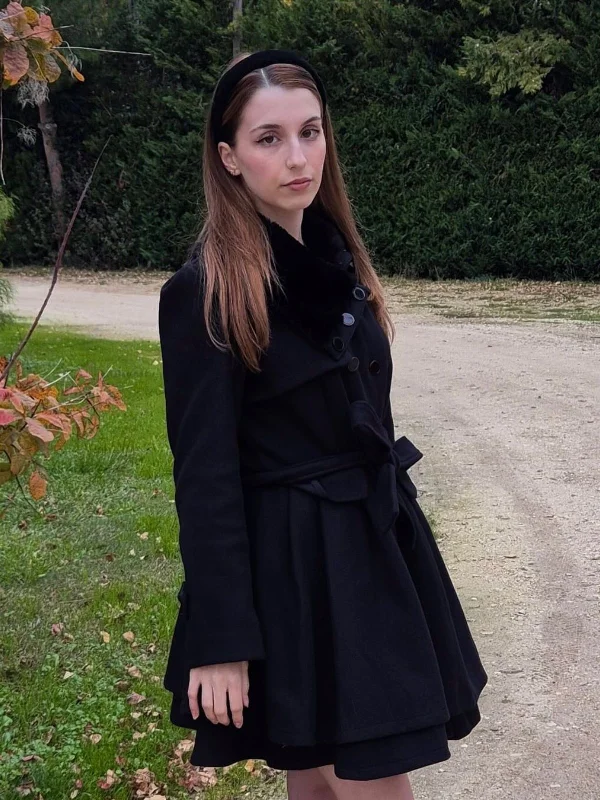1950s Fur Collar Waisted Winter Coat Fitted Loose Oversized