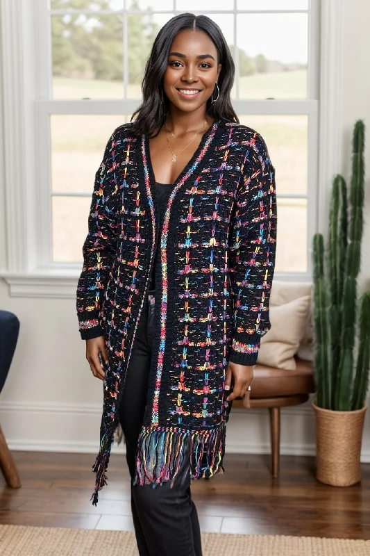 Neon Wonders - Fringed Cardigan Boxy Cardigan Fitted Cardigan A-Line