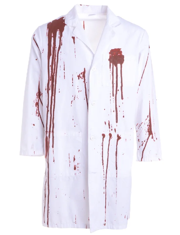 Reclaimed Bloody Halloween Doctors Coat Faux Fur Real Fur Shearling