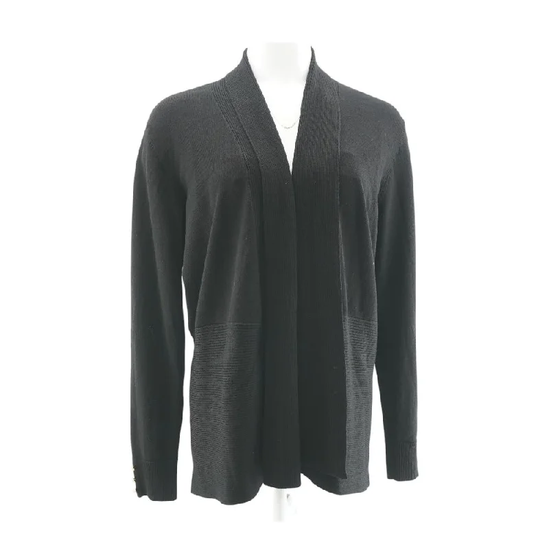 Black Solid Cardigan Sweater Handmade Hand-knitted Hand-woven