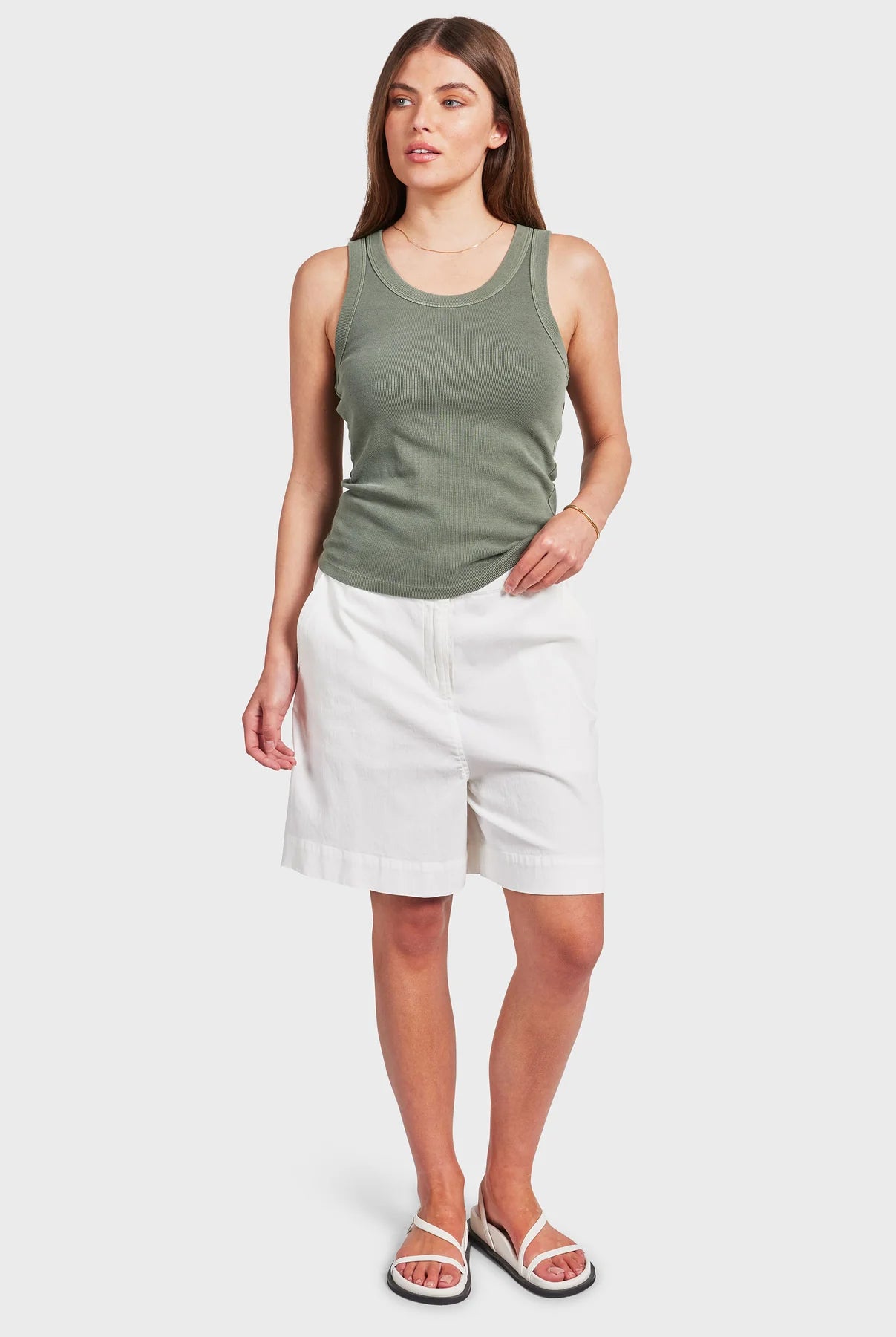 Essential Rib Tank in Oil Olive summer tank top
