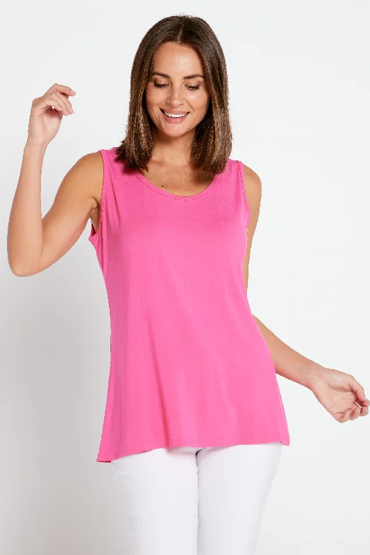 Bamboo Tank Top - Hot Pink off shoulder tank