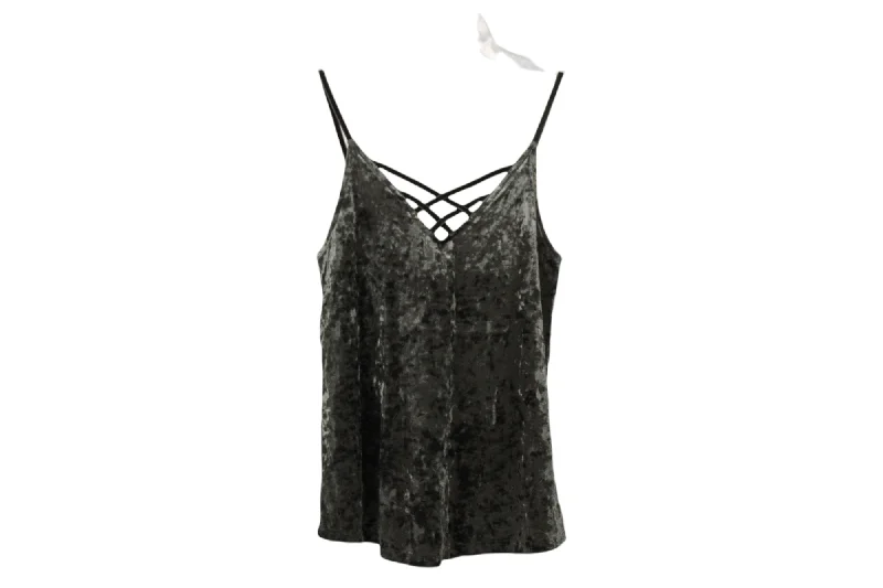 American Eagle Outfitters Green Velour Strappy Tank | XXS activewear tank top