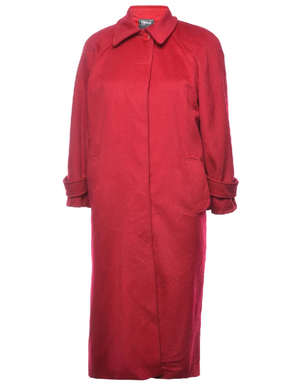 Red Wool Coat - M Nylon Polyester Spandex