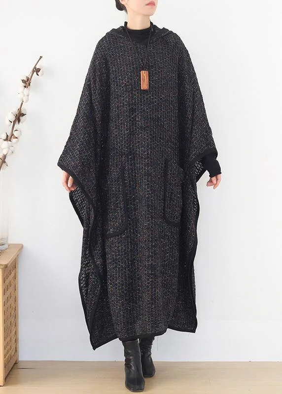 boutique plus size clothing long winter coat women black hooded large hem Woolen Coats Sleeveless Short Sleeve Long Sleeve