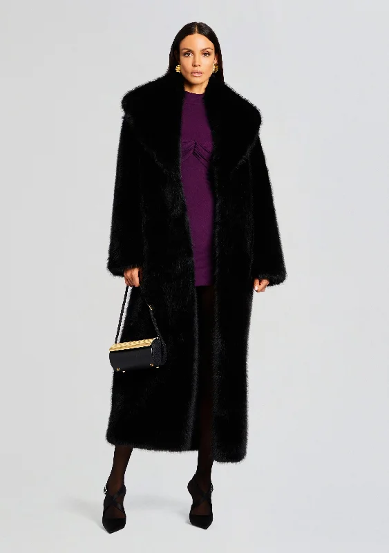 Averie Faux Fur Coat Turtleneck Wrap Cape