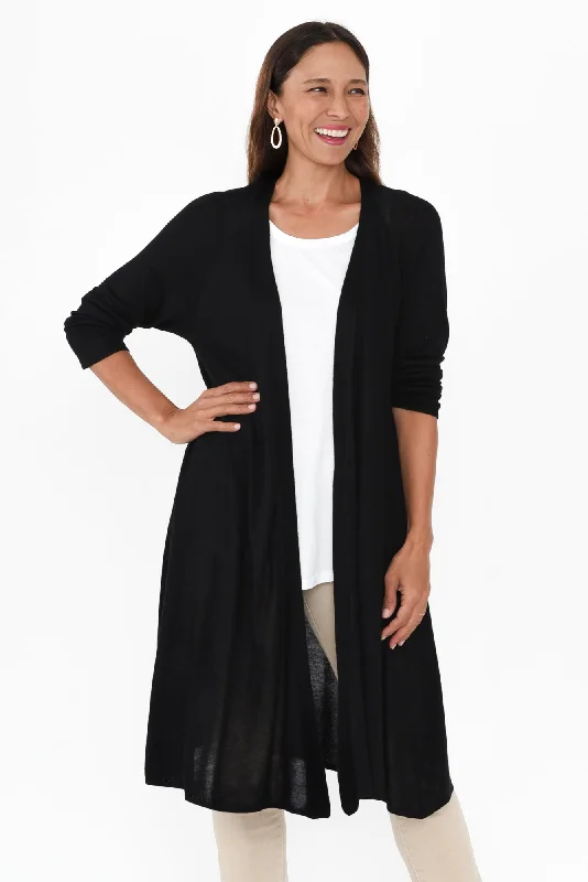 Quatro Black Bamboo Cashmere Cardigan Modern Contemporary chic