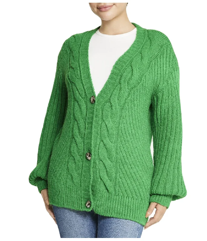 Deep V Cable Cardigan Knit Fabric Woven Fabric Fleece Fabric