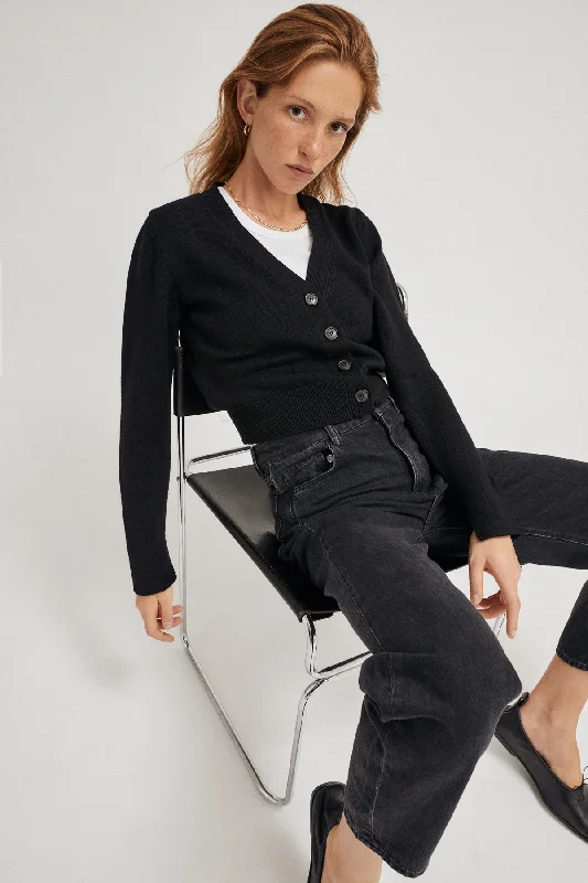 The Merino Wool Crop Cardigan Zippered Front Buttoned Front Snap Front