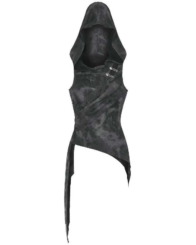 Dark In Love Womens Apocalyptic Wasteland Punk Hooded Tank Top Vest Black Grey peach tank top