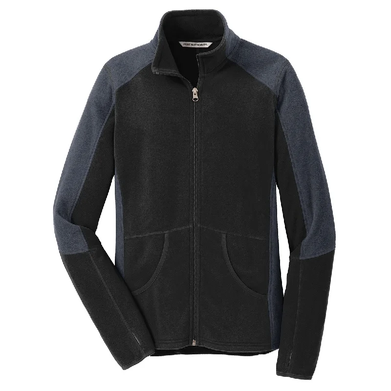 Port Authority Women's Black/Battleship Grey Colorblock Microfleece Jacket Nylon Jacket Polyester Jacket Spandex Jacket Port Authority Women's Black/Battleship Grey Colorblock Microfleece Jacket Nylon Jacket Polyester Jacket Spandex Jacket
