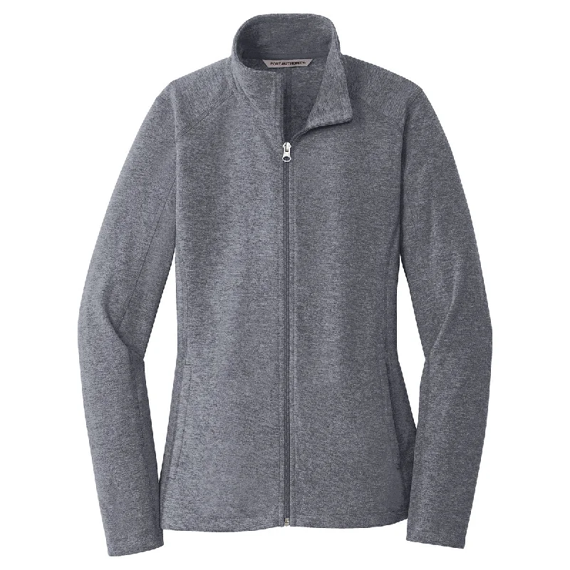 Port Authority Women's True Navy Heather Microfleece Full-Zip Jacket V-Neck Jacket Boat Neck Jacket Square Neck Jacket Port Authority Women's True Navy Heather Microfleece Full-Zip Jacket V-Neck Jacket Boat Neck Jacket Square Neck Jacket