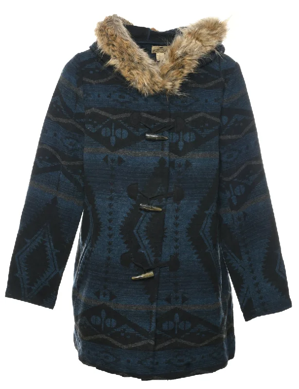 Blue Duffle Coat - L Fleece Down Feather