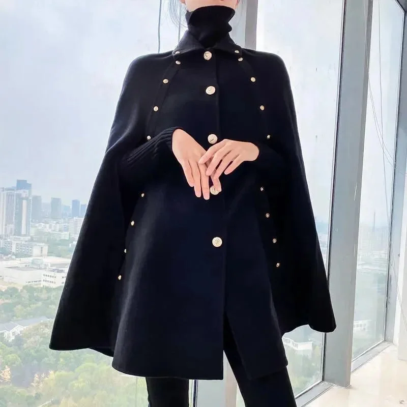 Majesty Winter Poncho Coat For Women Boat Shawl Notched