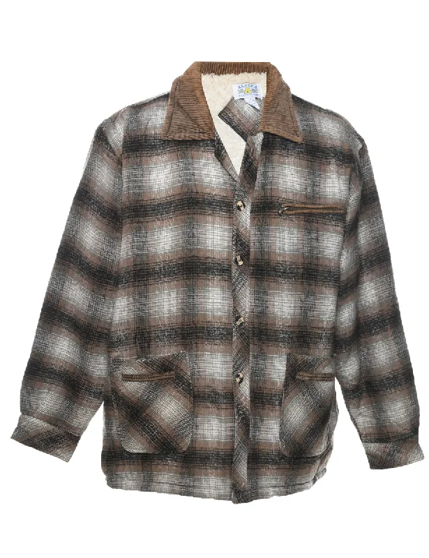 Plaid Coat - XL Buttoned Toggled Snapped