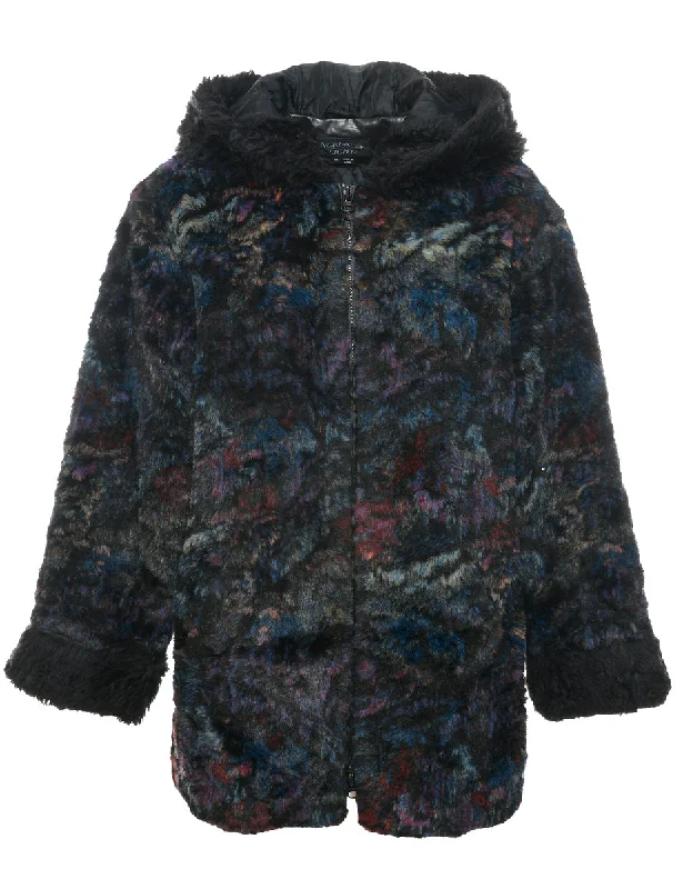 Multi-colour Faux Fur Coat - M Vest Waistcoat Gilet