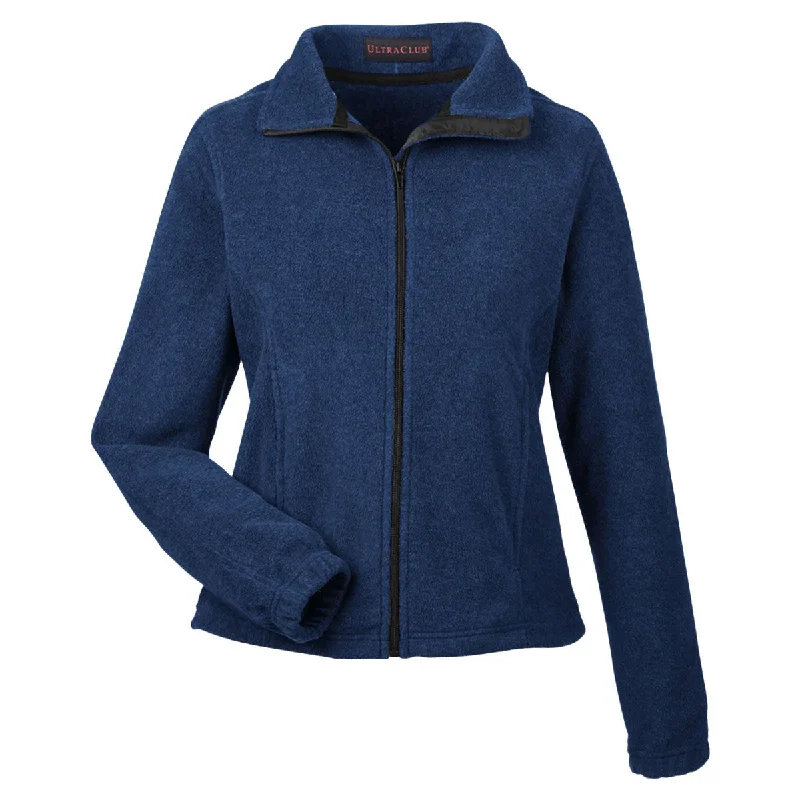 UltraClub Women's Navy Iceberg Fleece Full-Zip Jacket A-Line Jacket Boat Neck Shawl Collar UltraClub Women's Navy Iceberg Fleece Full-Zip Jacket A-Line Jacket Boat Neck Shawl Collar