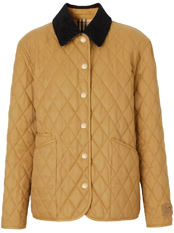 corduroy-collar diamond-quilted jacket Fitted Jacket Loose Jacket Oversized Jacket