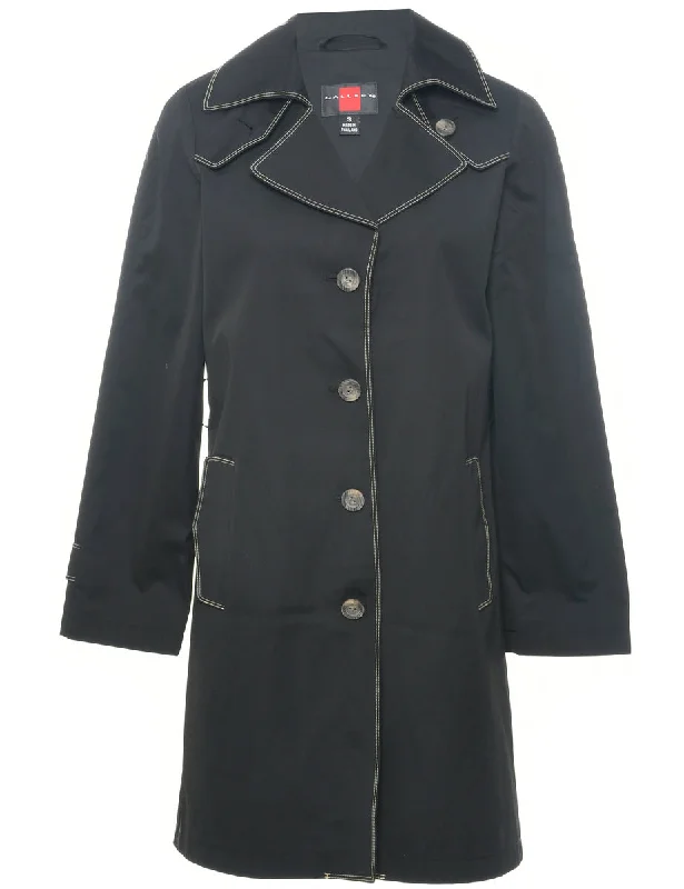 Black Trench Coat - S Knit Woven Fleece