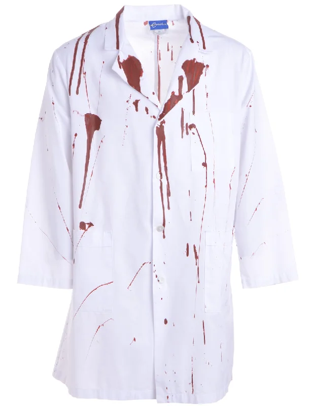 Reclaimed Bloody Halloween Doctors Coat Knit Woven Fleece