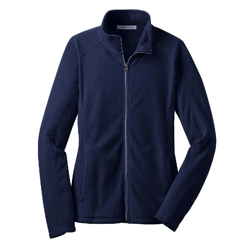 Port Authority Women's True Navy Microfleece Jacket Tailored Jacket Straight Jacket A-Line Jacket Port Authority Women's True Navy Microfleece Jacket Tailored Jacket Straight Jacket A-Line Jacket
