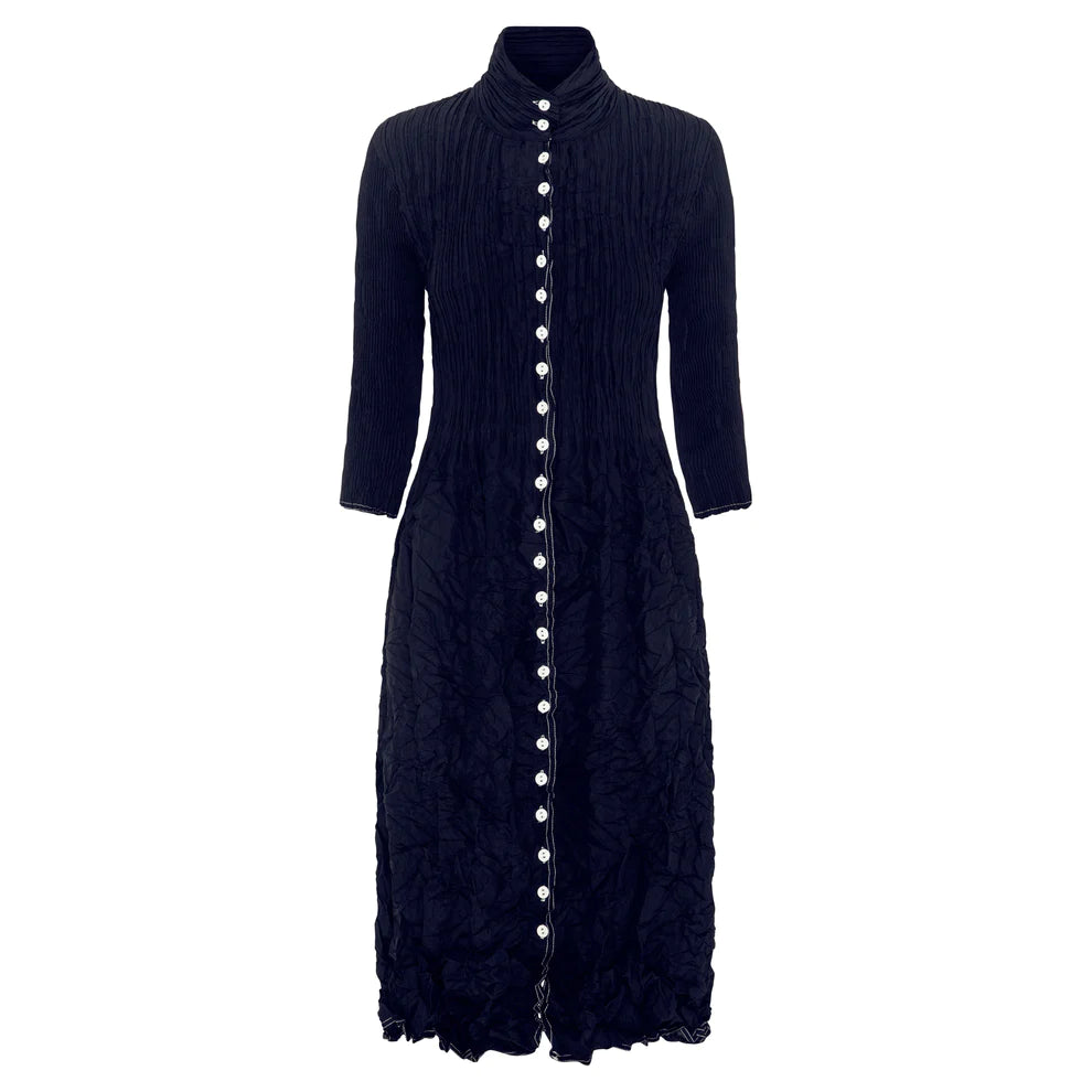 Alquema Nehru Dress/Coat - Ink Tailored Straight A-Line