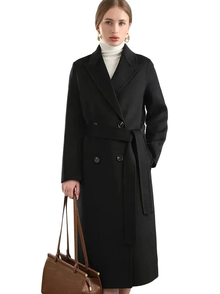 Women's Winter Wool Wrap Coat Herringbone Houndstooth Plaid