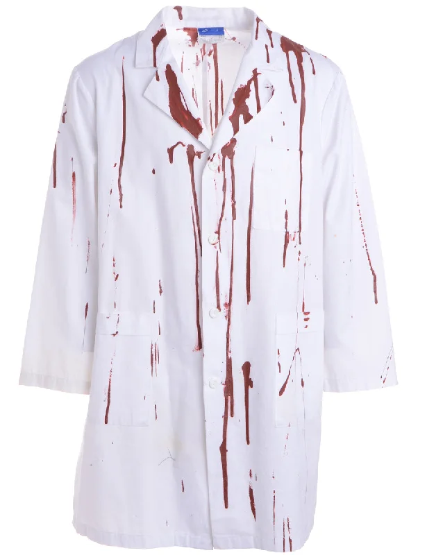 Reclaimed Bloody Halloween Doctors Coat Welt Pockets Slit Pockets Flap Pockets