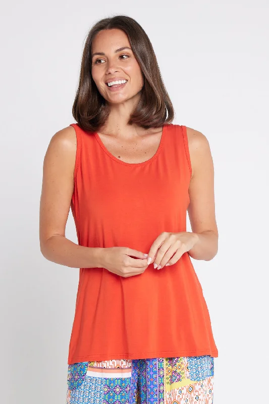 Bamboo Tank Top - Tangerine one shoulder tank