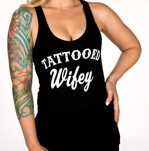 Tattooed Wifey Women's Racer Back Tank Top lightweight tank top