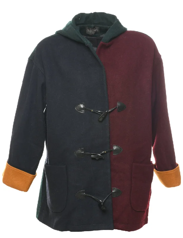 Dark Green Duffle Coat - L Pleated Ruffled tiered