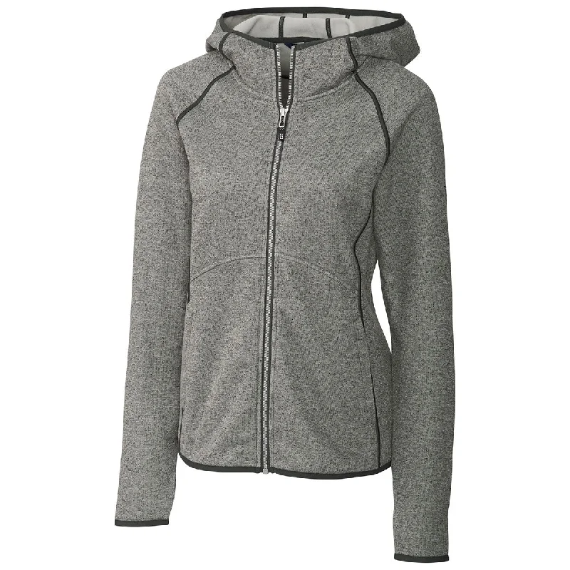 Cutter & Buck Women's Polished Heather Mainsail Hooded Jacket Zippered Front Buttoned Front Snap Front Cutter & Buck Women's Polished Heather Mainsail Hooded Jacket Zippered Front Buttoned Front Snap Front