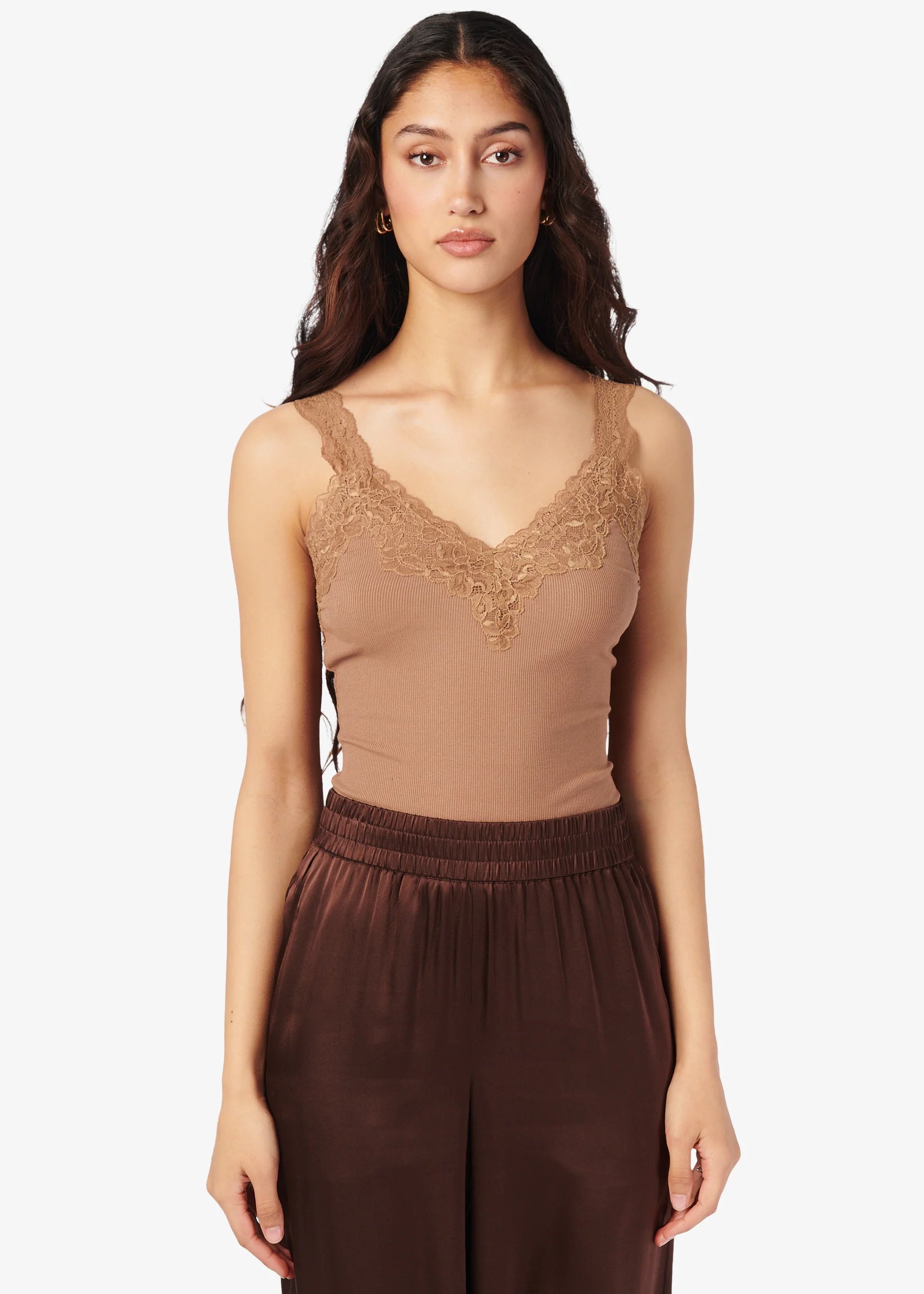 Lani Rib Knit Tank Butterscotch - CAMI NYC silver tank top
