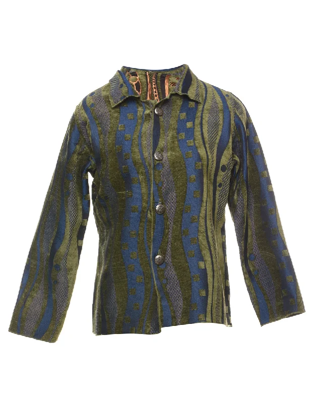 Blue & Green Abstract Tapestry Jacket  - M