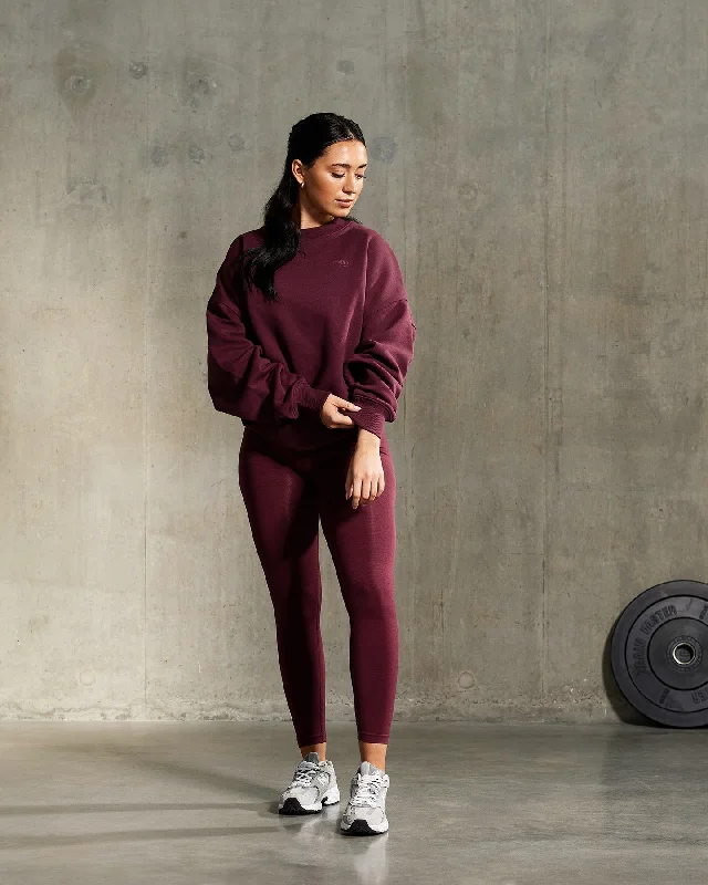 Comfort Oversized Crew Neck | Dark Cherry