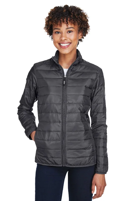 Core 365 Womens Prevail Packable Puffer Water Resistant Full Zip Jacket - Carbon Grey