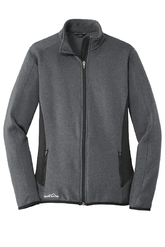 Eddie Bauer Womens Full Zip Fleece Jacket - Heather Dark Charcoal Grey