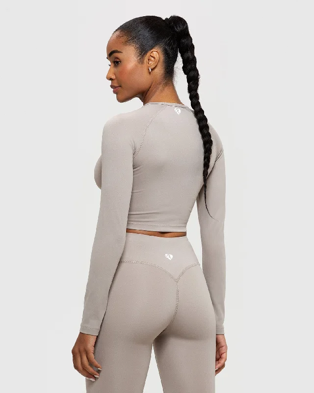 Essential Long Sleeve Crop Top | Buff