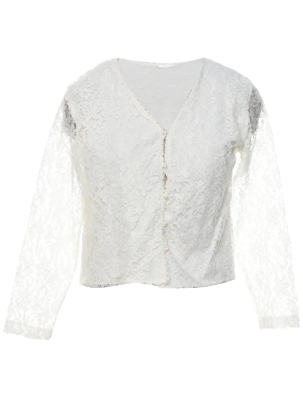 Lace Floral Pattern Jacket - M