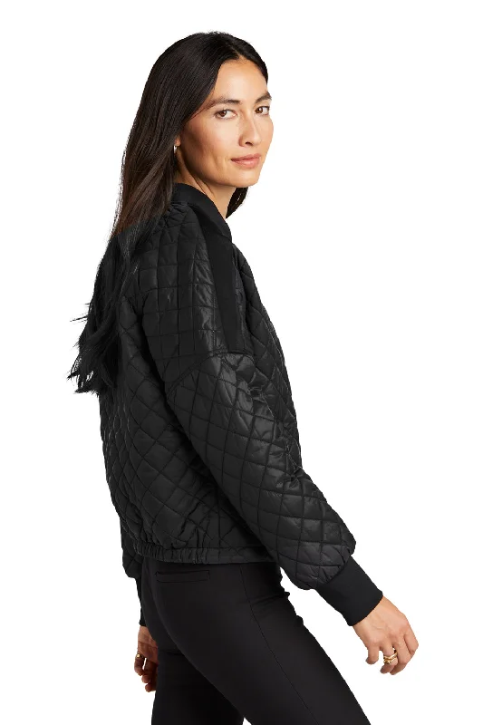 Mercer+Mettle Womens Quilted Water Resistant Full Zip Jacket - Deep Black