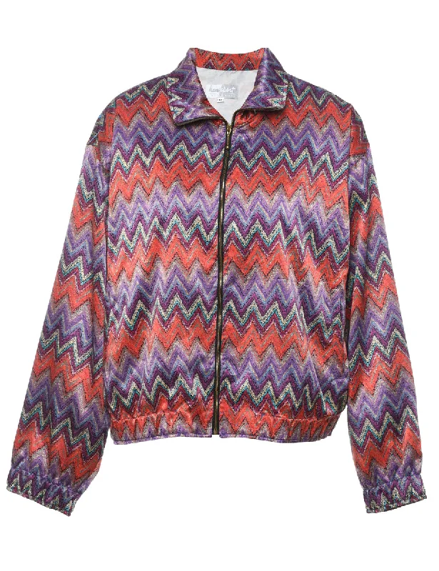 Multi-Colour Zig-Zag 1990s Nylon Jacket - M