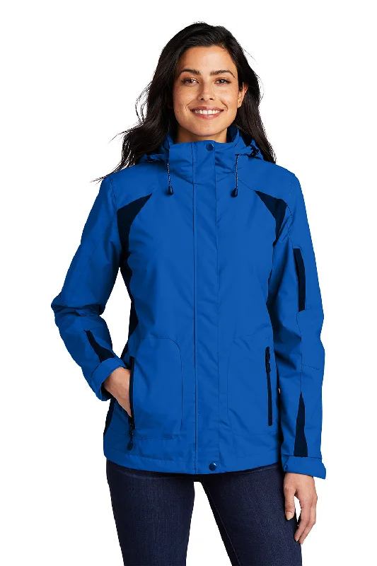 Port Authority Womens All Season II Waterproof Full Zip Hooded Jacket - Snorkel Blue/Black