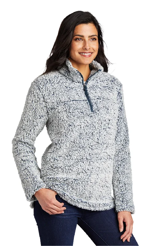 Port Authority Womens Cozy Sherpa Fleece 1/4 Zip Jacket - Heather Navy Blue