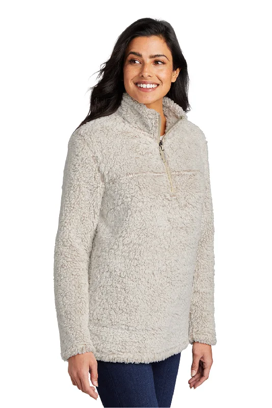 Port Authority Womens Cozy Sherpa Fleece 1/4 Zip Jacket - Heather Oatmeal