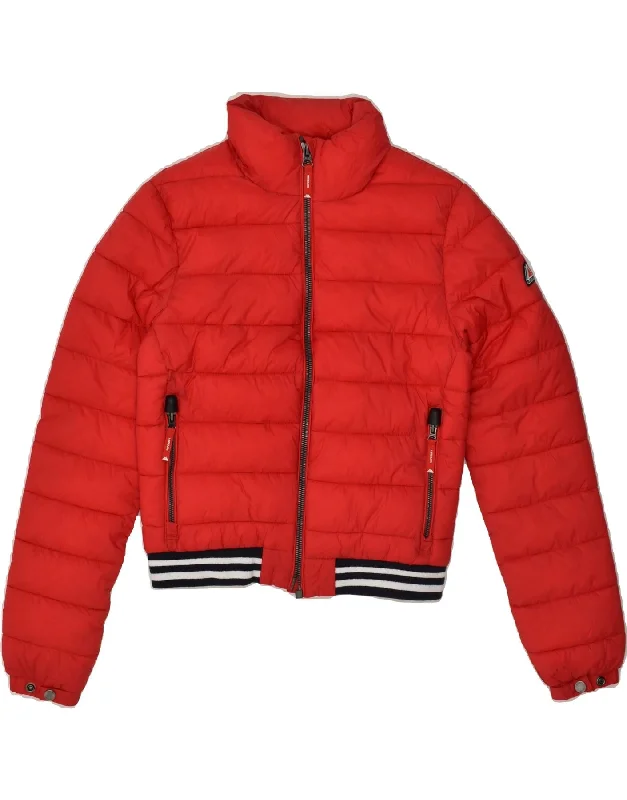 SUPERDRY Womens Padded Jacket UK 10 Small Red Nylon