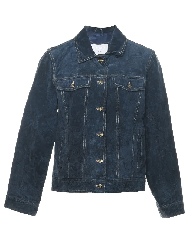 Wilson Suede Navy Contrast Stitch Jacket - M