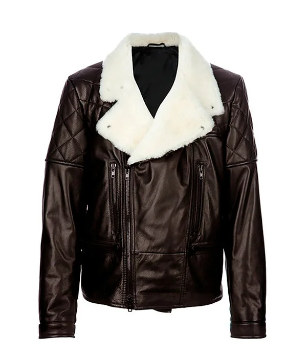 Women Shearling Aviator Brown Bomber Leather Jacket