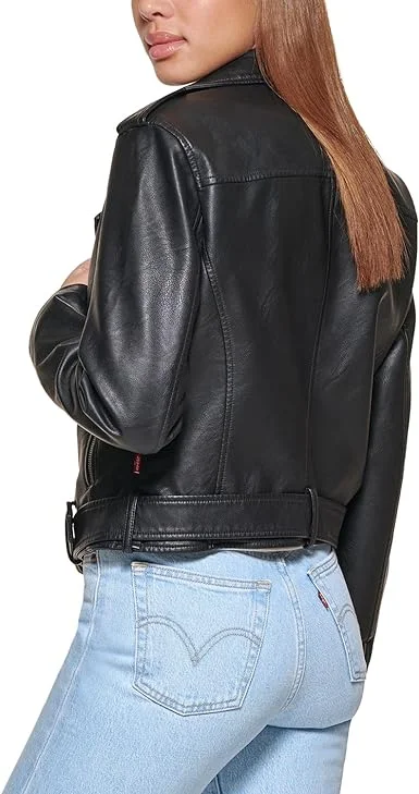 Women's Belted Faux Leather Jacket