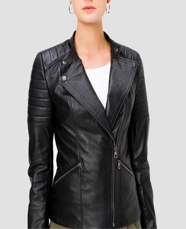 Womens Black Leather Motorcycle Jacket